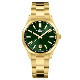 Rotary Men's Heritage Green Dial Gold Tone Stainless Steel Bracelet Watch