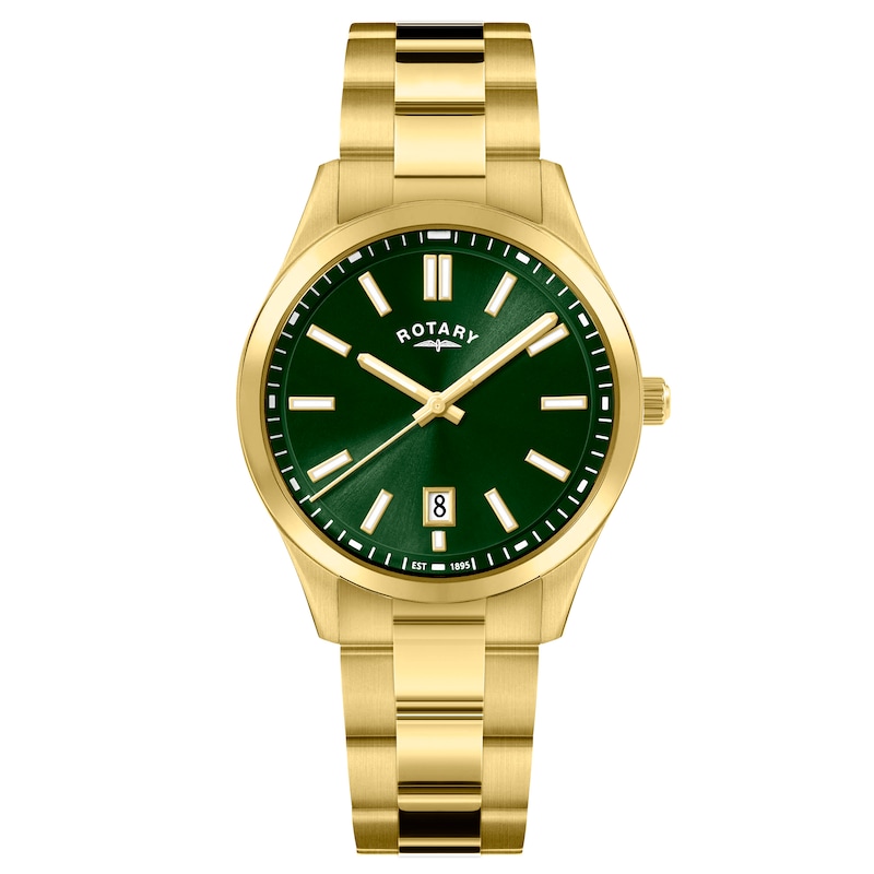 Main Image 1 of Rotary Men's Heritage Green Dial Gold Tone Stainless Steel Bracelet Watch