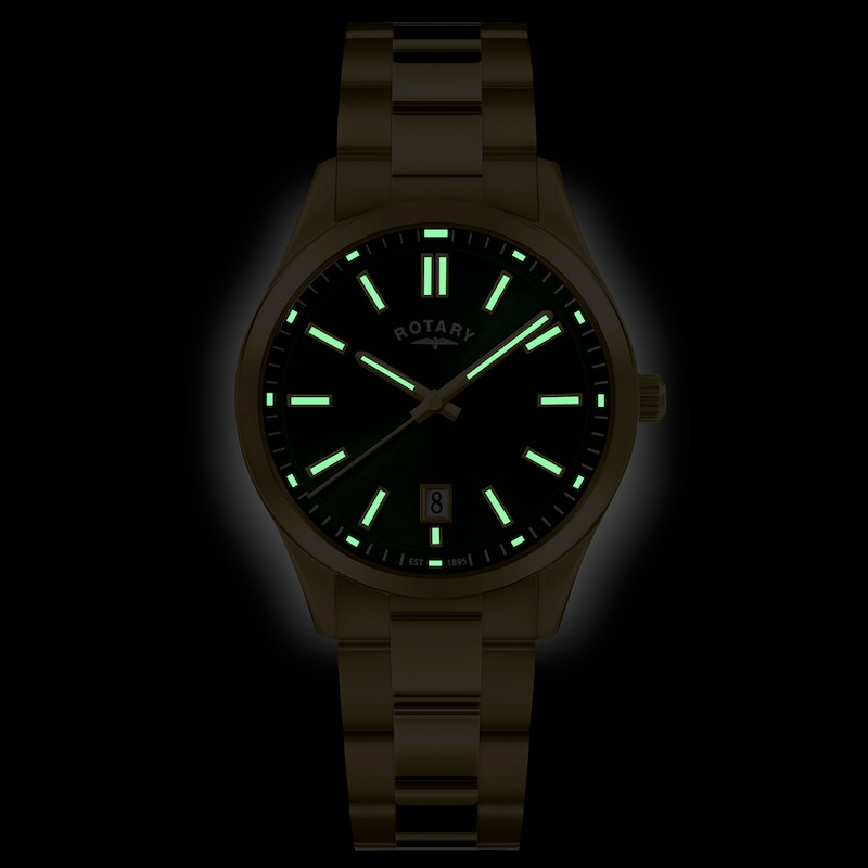 Main Image 5 of Rotary Men's Heritage Green Dial Gold Tone Stainless Steel Bracelet Watch