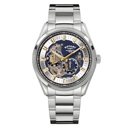 Rotary Men's Seamatic Eclipse Skeleton Dial Stainless Steel Bracelet Watch