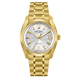 Rotary Men's Lumen Silver Dial Gold Tone Stainless Steel Bracelet Watch