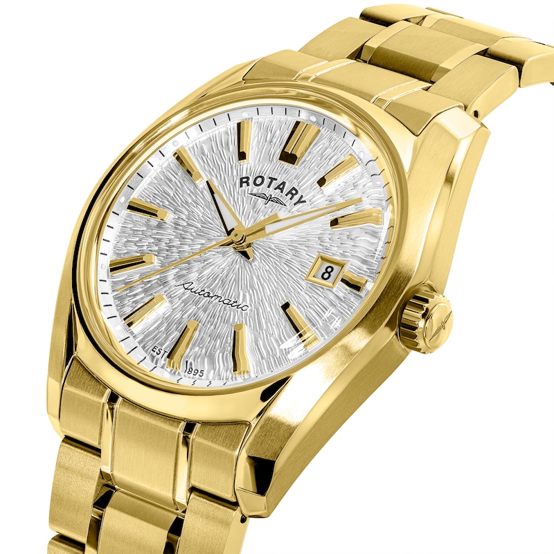 Main Image 2 of Rotary Men's Lumen Silver Dial Gold Tone Stainless Steel Bracelet Watch