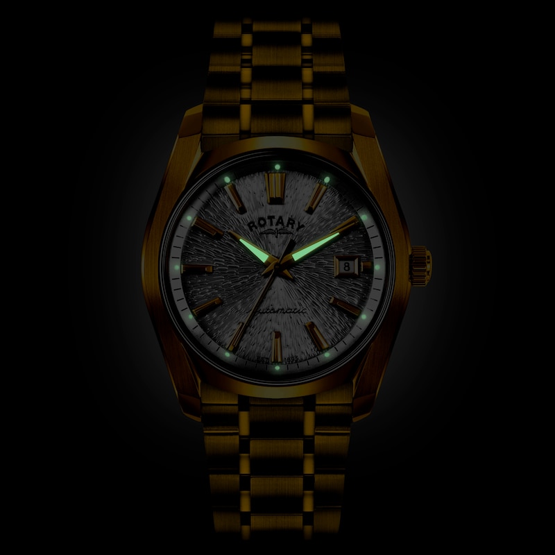 Main Image 5 of Rotary Men's Lumen Silver Dial Gold Tone Stainless Steel Bracelet Watch