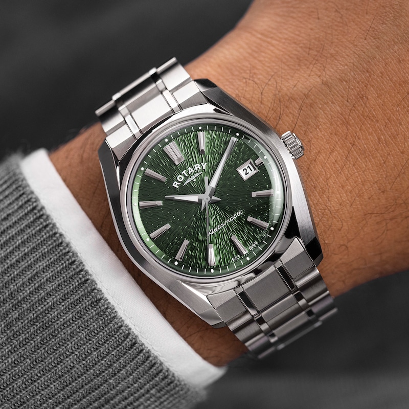 Main Image 3 of Rotary Men's Lumen Green Dial Stainless Steel Bracelet Watch