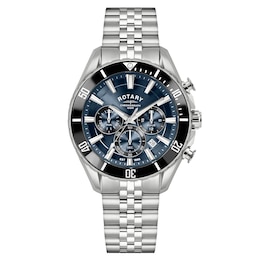 Rotary Men's Apex 100 Chronograph Blue Dial Stainless Steel Bracelet Watch