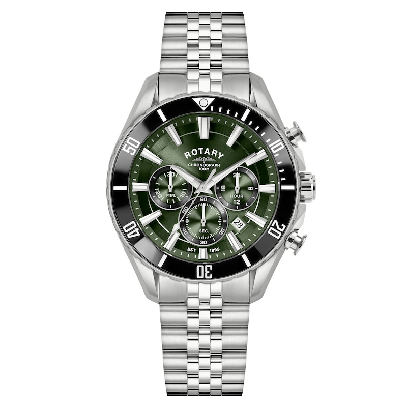 Main Image 1 of Rotary Men's Apex 100 Chronograph Green Dial Stainless Steel Bracelet Watch