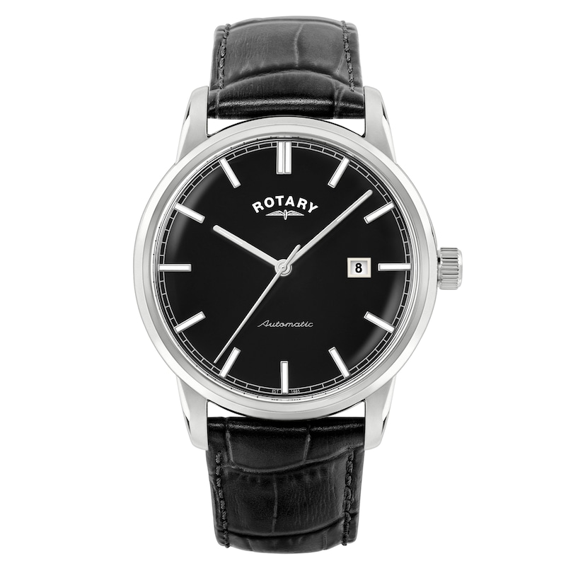 Main Image 1 of Rotary Men's Heritage Automatic Black Dial & Black Leather Strap Watch