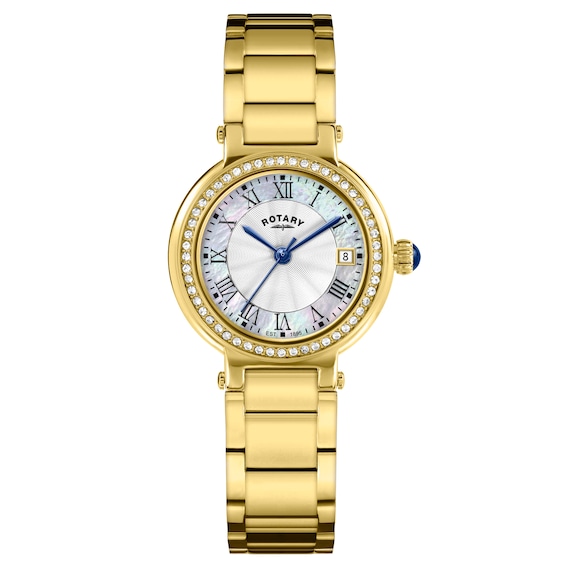 Rotary Womens Heritage Mother Of Pearl Dial Stone Set Gold T