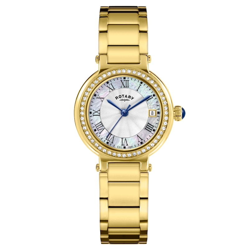 Main Image 1 of Rotary Women's Heritage Mother Of Pearl Dial Stone Set Gold Tone Stainless Steel Bracelet Watch