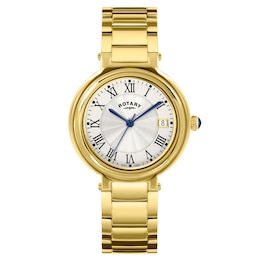Rotary Women's Heritage Pale Silver Dial Gold Tone Stainless Steel Bracelet Watch