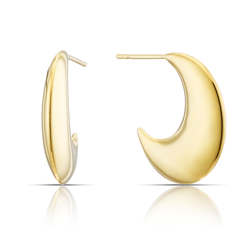 Main Image 1 of Sterling Silver & 9ct Yellow Gold Bonded Sculpted Open Hoop Earrings