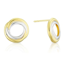 Sterling Silver & 9ct Gold Bonded Circle Two Tone Stud Earrings