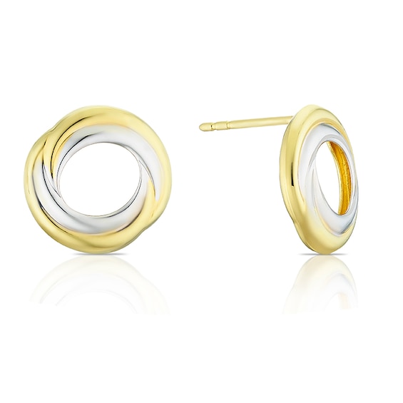 Sterling Silver and 9ct Gold Bonded Circle Two Tone Stud Ear
