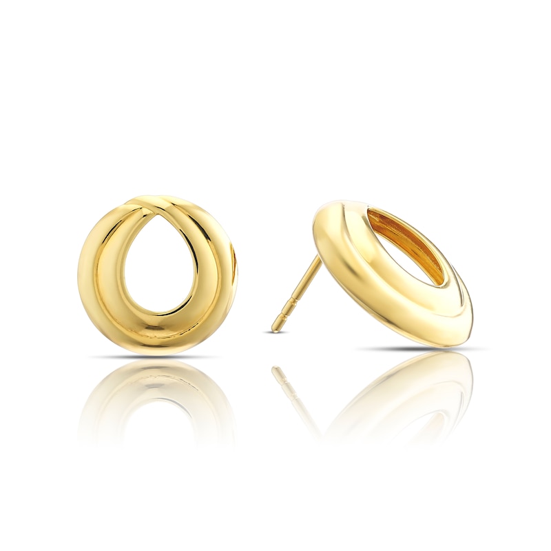 Main Image 1 of Sterling Silver & 9ct Yellow Gold Bonded Open Circle Stud Earrings