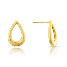 Sterling Silver & 9ct Yellow Gold Bonded Teardrop Stud Earrings