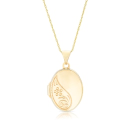 9ct Yellow Gold Oval Half Patterned Locket