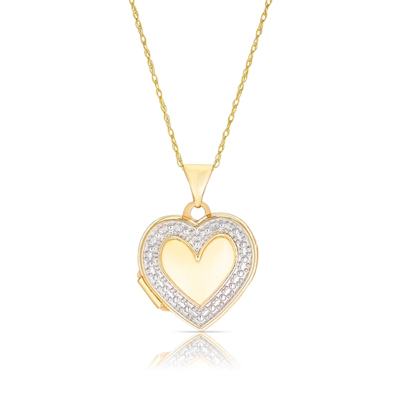 Main Image 1 of 9ct Yellow & White Gold Two-Tone Heart Locket