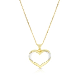 Silver & 9ct Yellow Gold Bonded Two Tone Heart Pendant