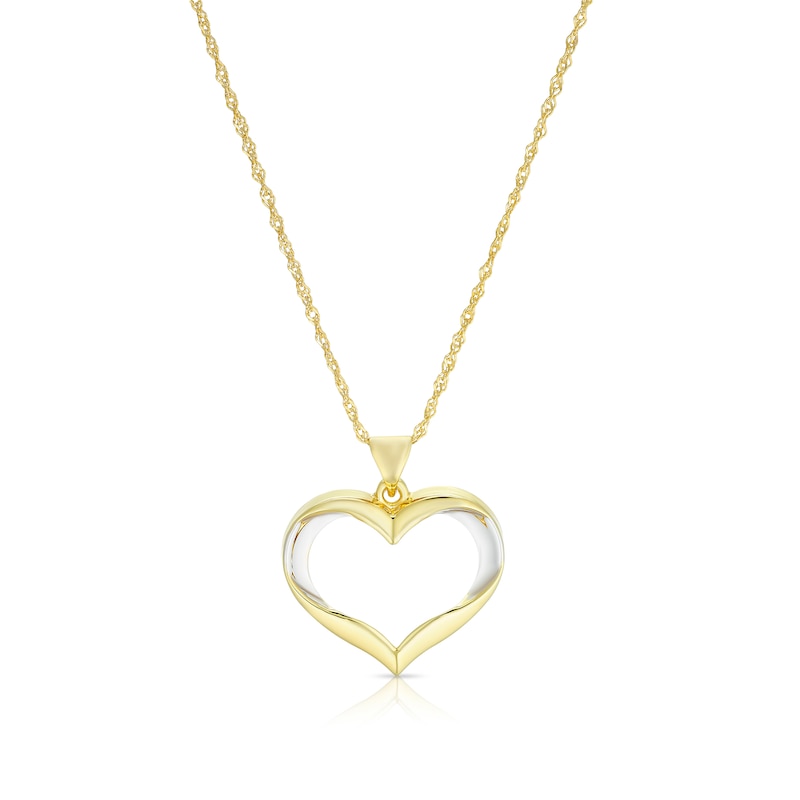 Main Image 1 of Silver & 9ct Yellow Gold Bonded Two Tone Heart Pendant