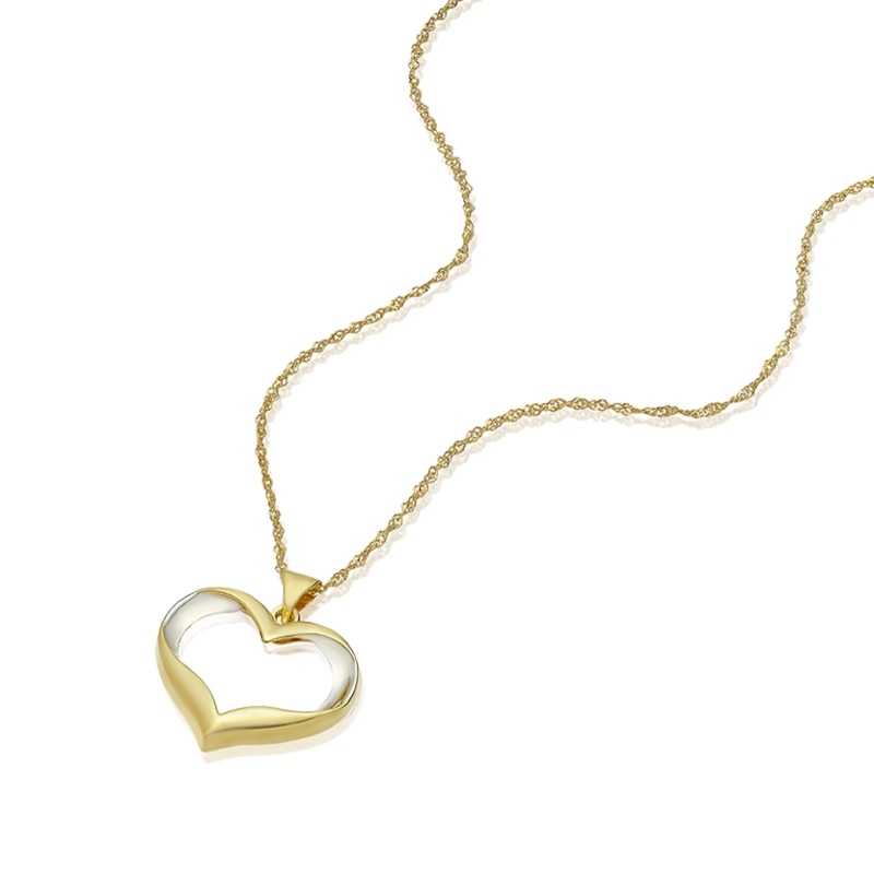 Main Image 2 of Silver & 9ct Yellow Gold Bonded Two Tone Heart Pendant