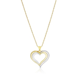 Silver & 9ct Yellow Gold Bonded Two Tone Heart Pendant