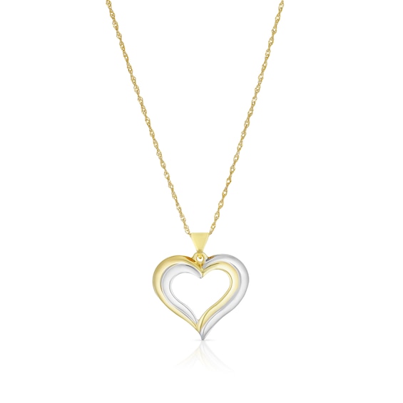 Silver and 9ct Yellow Gold Bonded Two Tone Heart Pendant