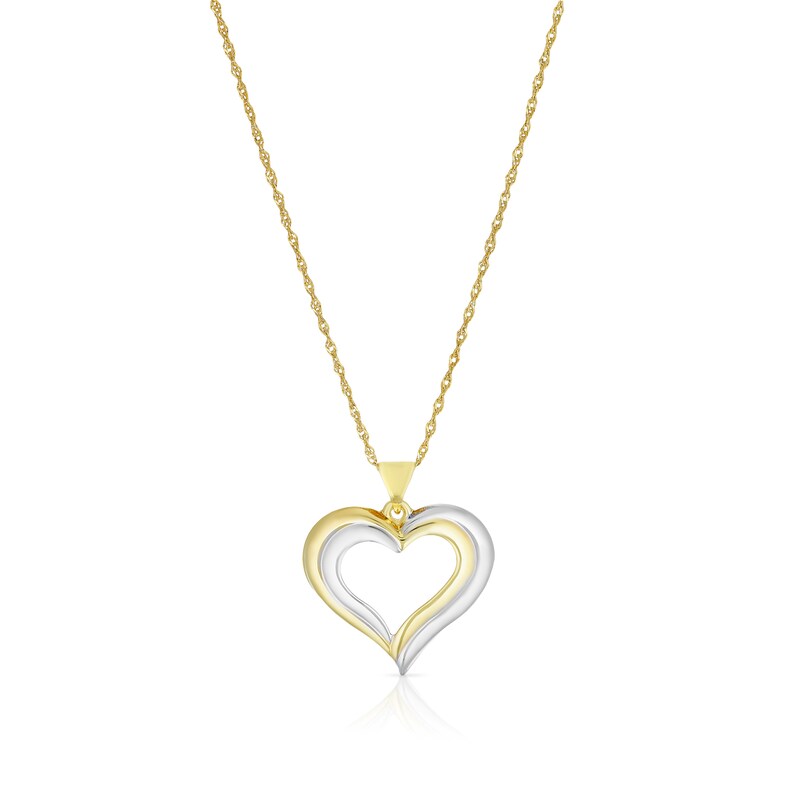Main Image 1 of Silver & 9ct Yellow Gold Bonded Two Tone Heart Pendant