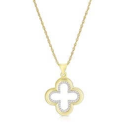 Sterling Silver & 9ct Gold Bonded Two Tone Clover Pendant Necklace