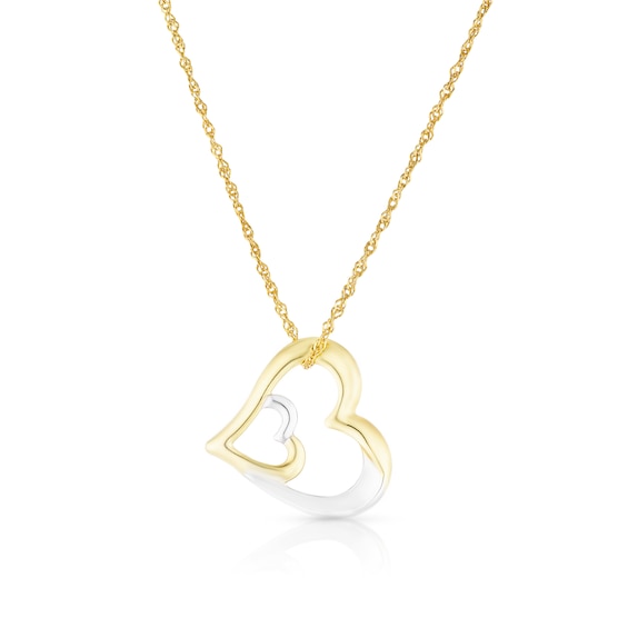 Sterling Silver and 9ct Gold Bonded Two Tone Double Heart Pe