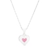 Thumbnail Image 1 of Children's Sterling Silver Pink Enamel Heart Locket 14"+2"