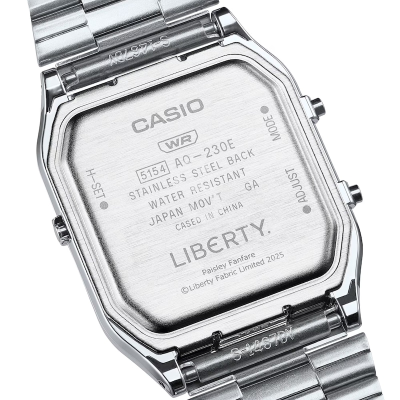 Main Image 6 of Casio x Liberty Collaberation AQ-230ELT-7AER White Rectangular Dial Patterned Stainless Steel Bracelet Watch