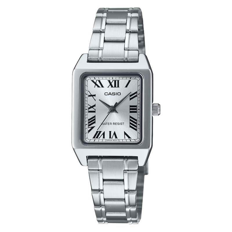 Main Image 1 of Casio Classic Analogue Women's LTP-B150D-7BEF White Rectangular Dial Silver-Tone Bracelet Watch