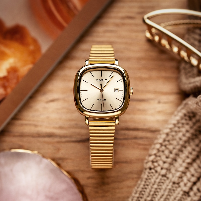 Main Image 2 of Casio LTP-B166G-9AVEF Classic Analogue Gold-Tone Square Dial Golden Bracelet Watch