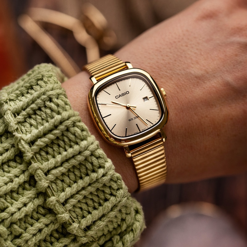 Main Image 3 of Casio LTP-B166G-9AVEF Classic Analogue Gold-Tone Square Dial Golden Bracelet Watch