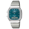 Thumbnail Image 1 of Casio AQ-240E-3AVEF Vintage Blue Square Dial Silver-Tone Bracelet Watch
