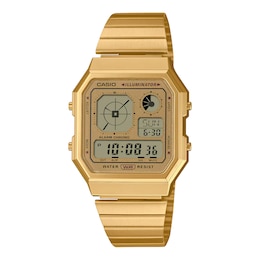 Casio A130WEG-9AEF Retro Vintage Gold-Tone Square Dial Golden Bracelet Watch