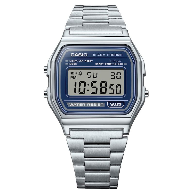 Main Image 1 of G-Shock A158WEA-2AVEF Vintage Digital Blue Rectangular Dial Silver-Tone Bracelet Watch