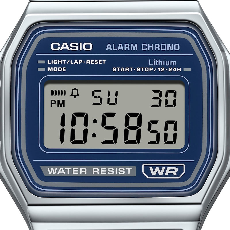 Main Image 2 of G-Shock A158WEA-2AVEF Vintage Digital Blue Rectangular Dial Silver-Tone Bracelet Watch