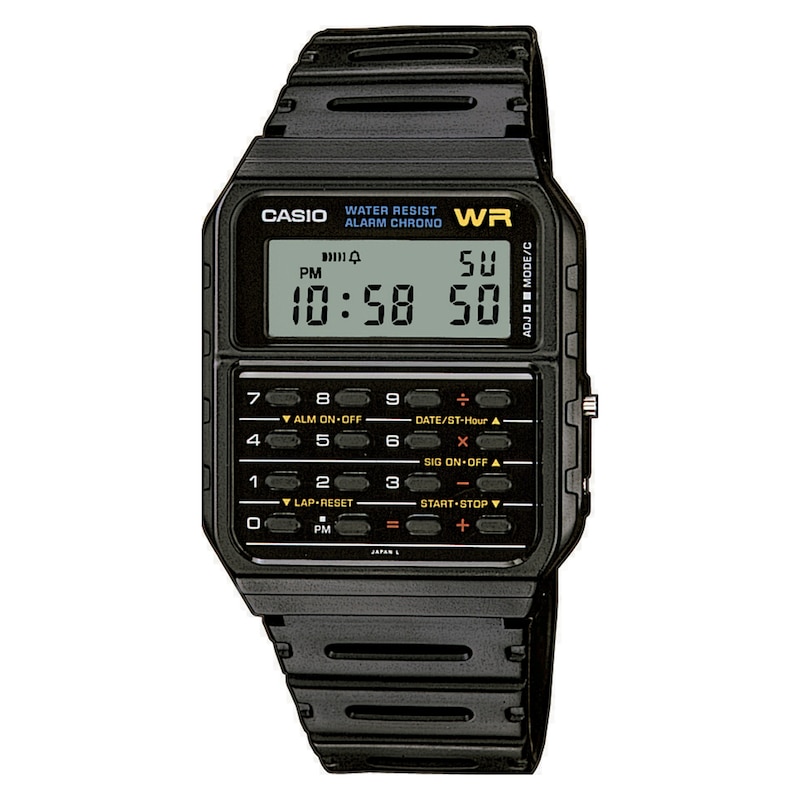 Main Image 1 of Casio CA-53W-1ER Standard Calculator Black Rectangular Dial Black Resin Strap Watch