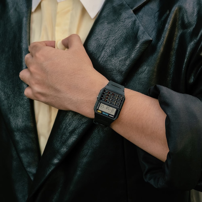 Main Image 2 of Casio CA-53W-1ER Standard Calculator Black Rectangular Dial Black Resin Strap Watch