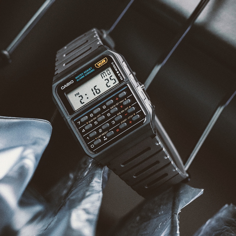 Main Image 3 of Casio CA-53W-1ER Standard Calculator Black Rectangular Dial Black Resin Strap Watch
