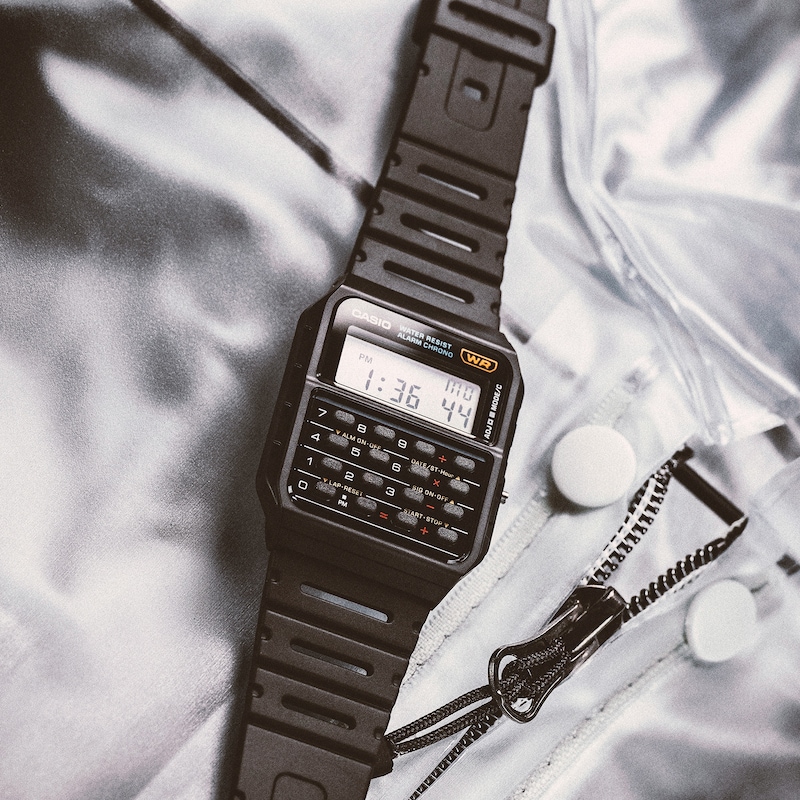 Main Image 6 of Casio CA-53W-1ER Standard Calculator Black Rectangular Dial Black Resin Strap Watch