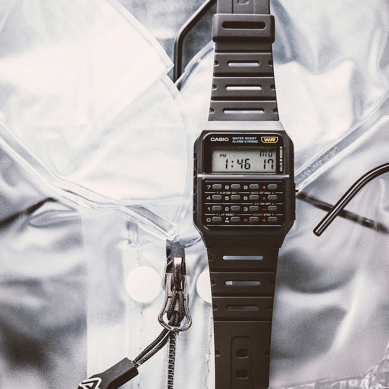 Main Image 8 of Casio CA-53W-1ER Standard Calculator Black Rectangular Dial Black Resin Strap Watch