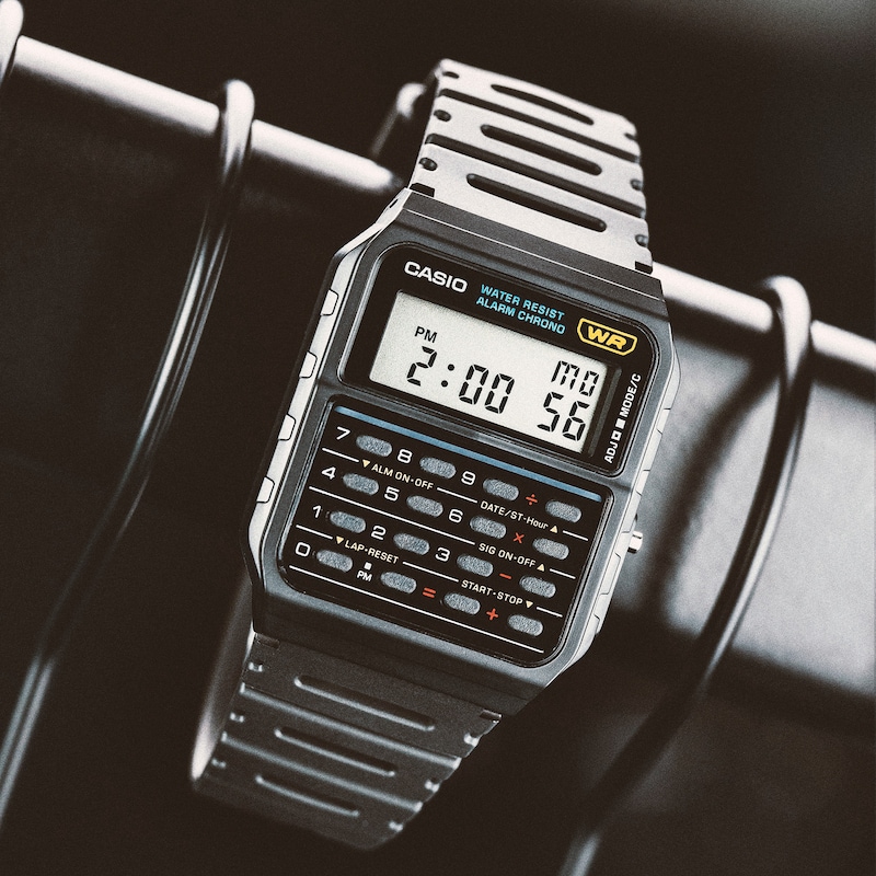 Main Image 9 of Casio CA-53W-1ER Standard Calculator Black Rectangular Dial Black Resin Strap Watch