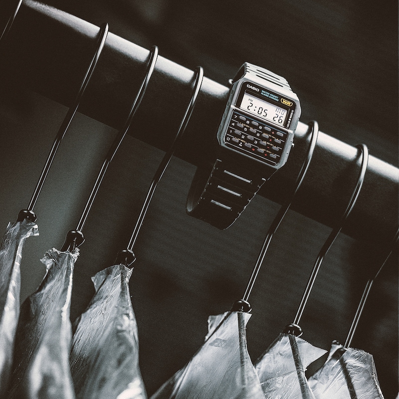 Main Image 10 of Casio CA-53W-1ER Standard Calculator Black Rectangular Dial Black Resin Strap Watch