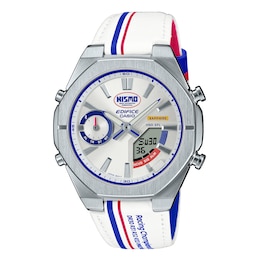 Casio Edifice ECB-S10NIS-7AEF 3rd Nismo Heritage Edition White Dial White Leather Strap Watch