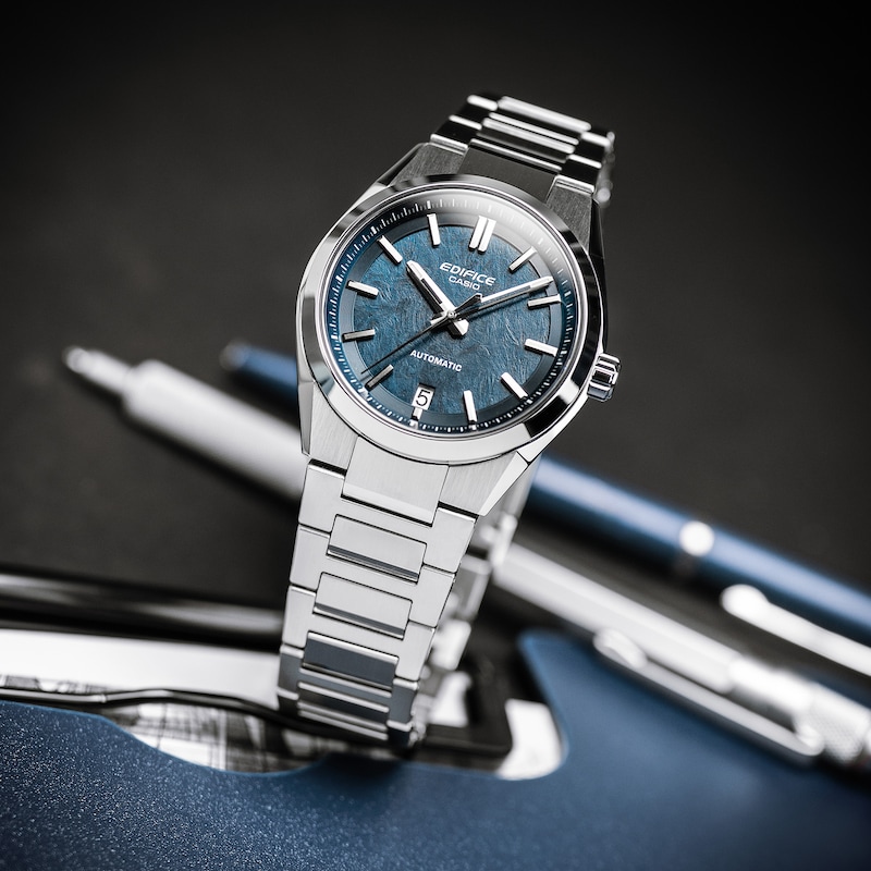 Main Image 5 of Edifice EFK-100D-2AEF Mechanical Blue Dial Silver-Tone Bracelet Watch