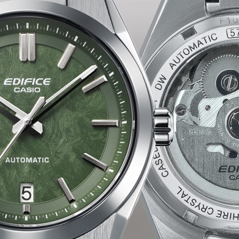Main Image 4 of Edifice EFK-100D-3AEF Mechanical Green Dial Silver-Tone Bracelet Watch