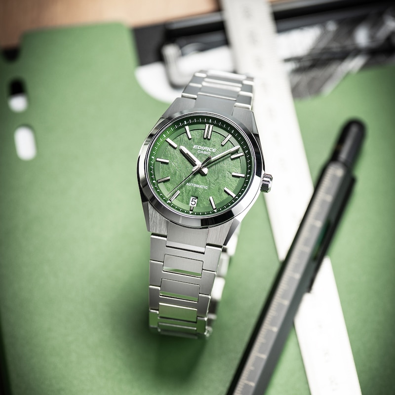 Main Image 5 of Edifice EFK-100D-3AEF Mechanical Green Dial Silver-Tone Bracelet Watch