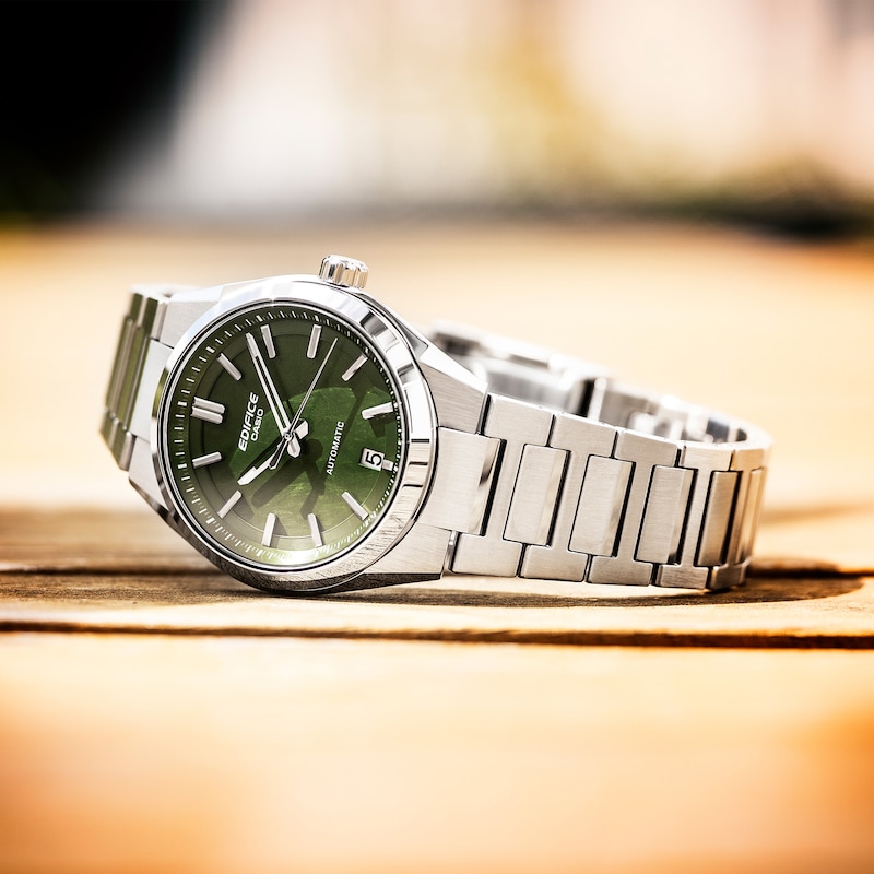 Main Image 6 of Edifice EFK-100D-3AEF Mechanical Green Dial Silver-Tone Bracelet Watch